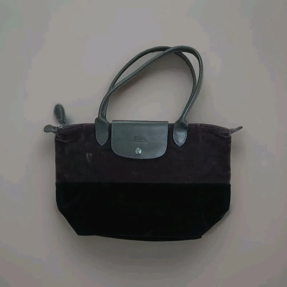 Longchamp Pliage velvet mini Multicolour Black/Eggplant